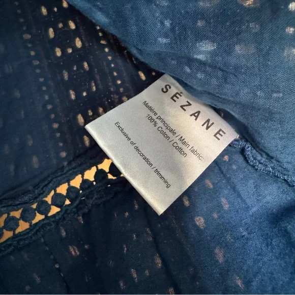 Sezane blue eyelet top with tie back - Picture 3 of 4